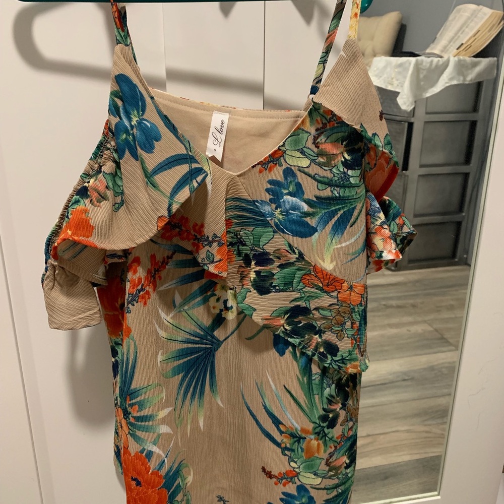 Off the shoulder floral shirt